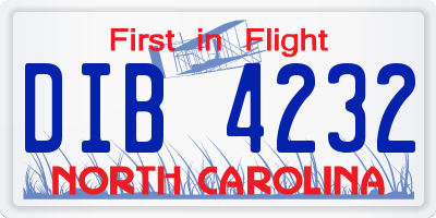 NC license plate DIB4232