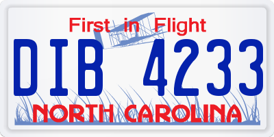 NC license plate DIB4233