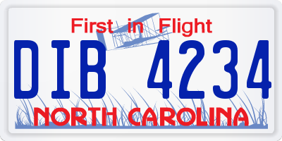 NC license plate DIB4234