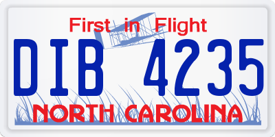 NC license plate DIB4235