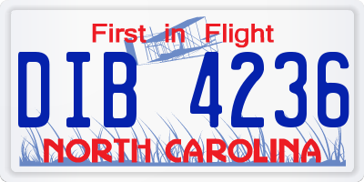 NC license plate DIB4236