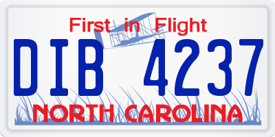 NC license plate DIB4237
