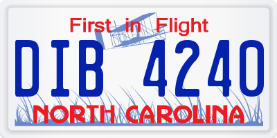 NC license plate DIB4240