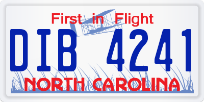 NC license plate DIB4241
