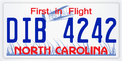 NC license plate DIB4242