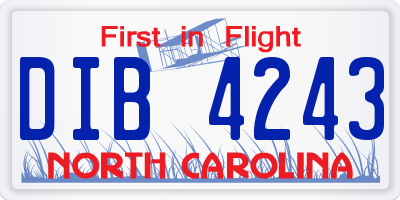 NC license plate DIB4243