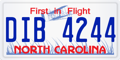 NC license plate DIB4244