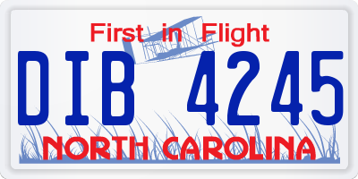 NC license plate DIB4245