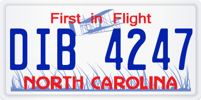 NC license plate DIB4247