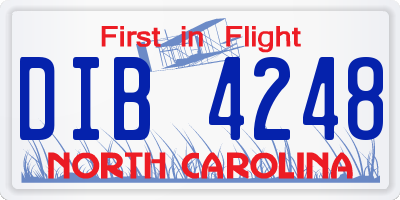 NC license plate DIB4248