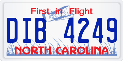 NC license plate DIB4249