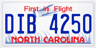 NC license plate DIB4250