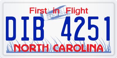 NC license plate DIB4251