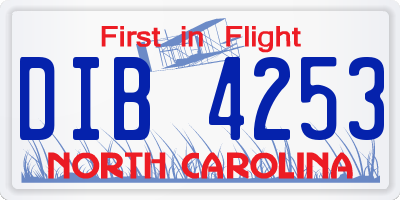 NC license plate DIB4253