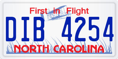NC license plate DIB4254