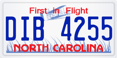 NC license plate DIB4255
