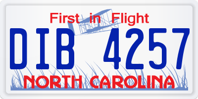 NC license plate DIB4257