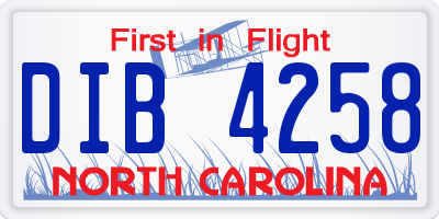 NC license plate DIB4258
