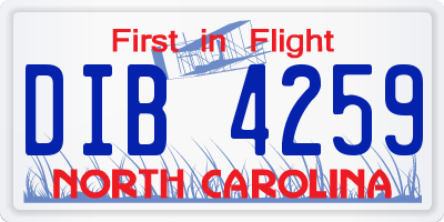NC license plate DIB4259