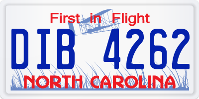 NC license plate DIB4262