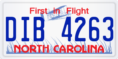 NC license plate DIB4263