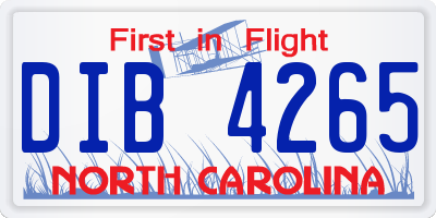 NC license plate DIB4265
