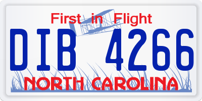 NC license plate DIB4266