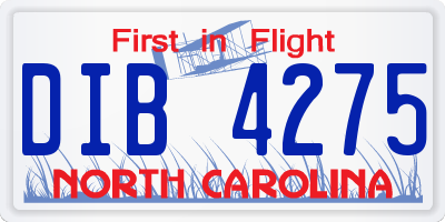 NC license plate DIB4275