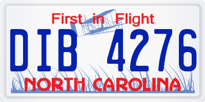 NC license plate DIB4276