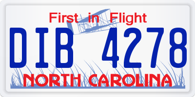 NC license plate DIB4278