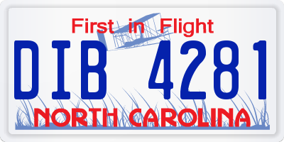 NC license plate DIB4281