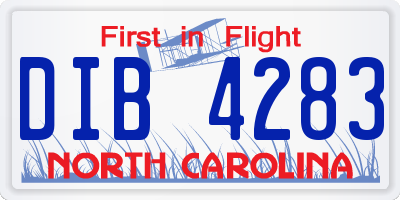 NC license plate DIB4283