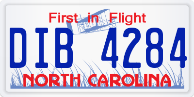 NC license plate DIB4284