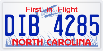 NC license plate DIB4285