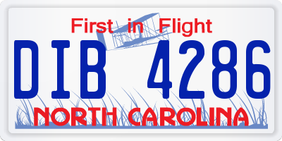 NC license plate DIB4286
