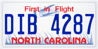 NC license plate DIB4287