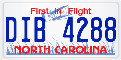 NC license plate DIB4288
