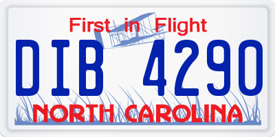 NC license plate DIB4290
