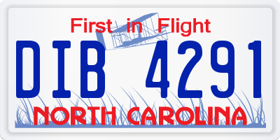 NC license plate DIB4291