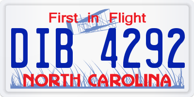 NC license plate DIB4292