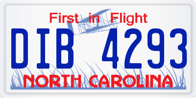 NC license plate DIB4293