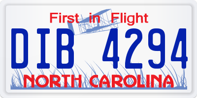 NC license plate DIB4294