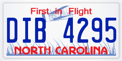 NC license plate DIB4295