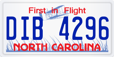 NC license plate DIB4296