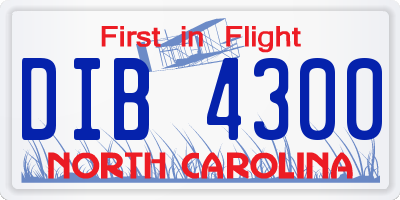 NC license plate DIB4300