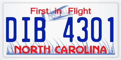 NC license plate DIB4301