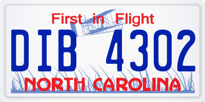 NC license plate DIB4302
