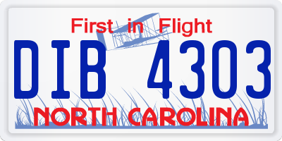 NC license plate DIB4303