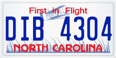 NC license plate DIB4304