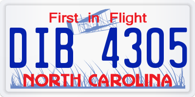 NC license plate DIB4305
